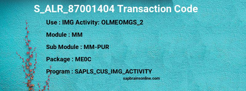 SAP S_ALR_87001404 transaction code