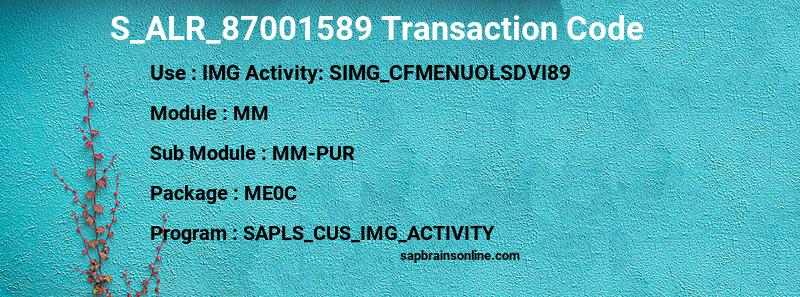 SAP S_ALR_87001589 transaction code