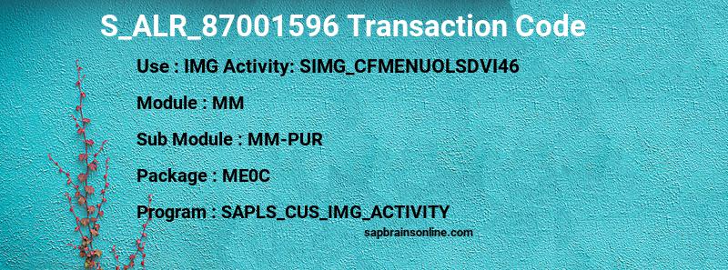 SAP S_ALR_87001596 transaction code