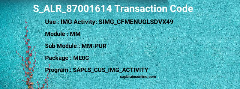 SAP S_ALR_87001614 transaction code