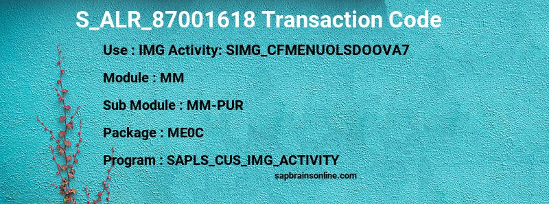 SAP S_ALR_87001618 transaction code
