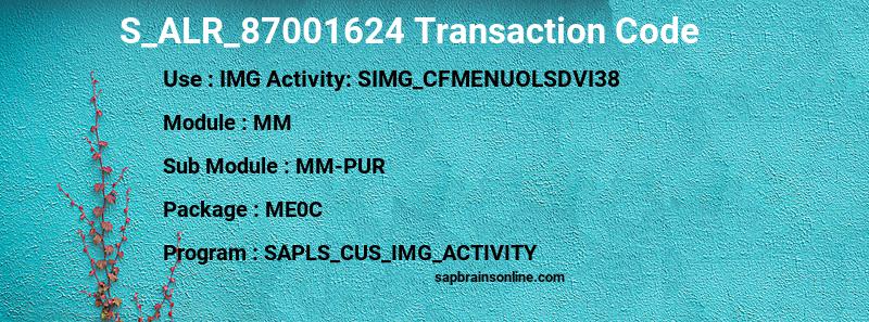 SAP S_ALR_87001624 transaction code