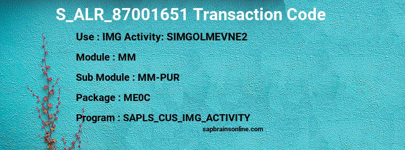 SAP S_ALR_87001651 transaction code