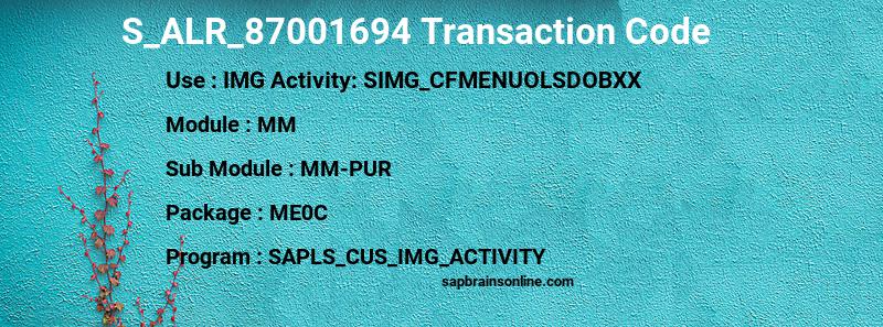 SAP S_ALR_87001694 transaction code