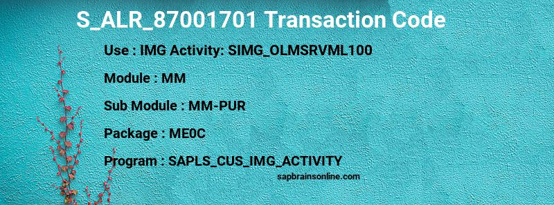 SAP S_ALR_87001701 transaction code