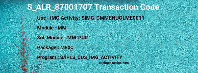 SAP S_ALR_87001707 transaction code