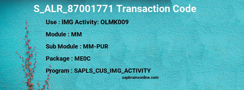 SAP S_ALR_87001771 transaction code