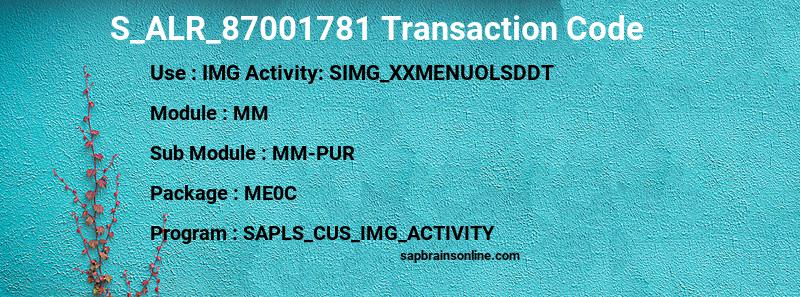 SAP S_ALR_87001781 transaction code