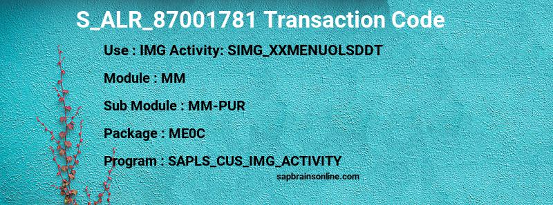 SAP S_ALR_87001781 transaction code