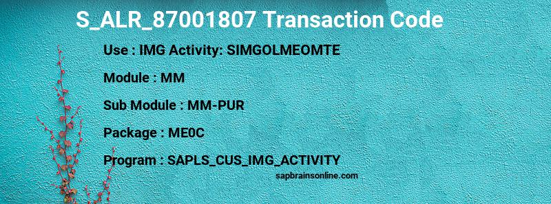 SAP S_ALR_87001807 transaction code
