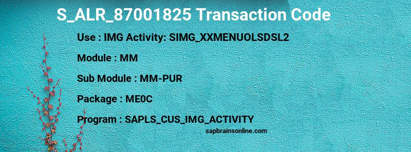 SAP S_ALR_87001825 transaction code