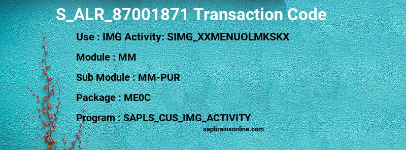 SAP S_ALR_87001871 transaction code