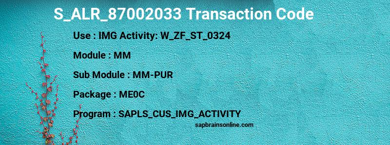 SAP S_ALR_87002033 transaction code