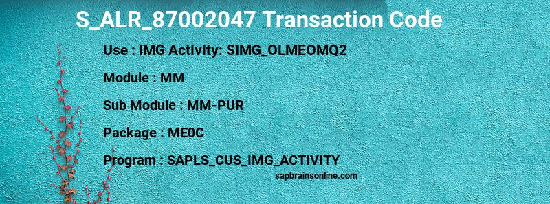 SAP S_ALR_87002047 transaction code