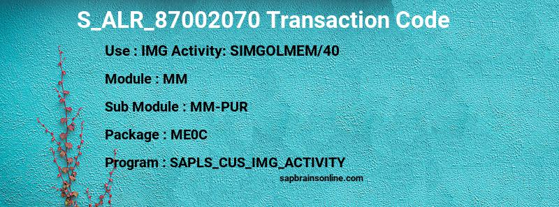 SAP S_ALR_87002070 transaction code