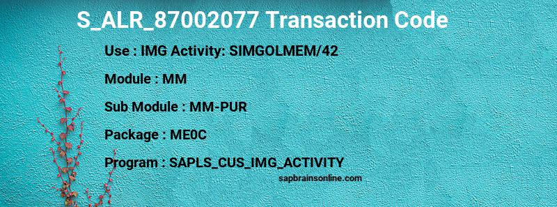 SAP S_ALR_87002077 transaction code