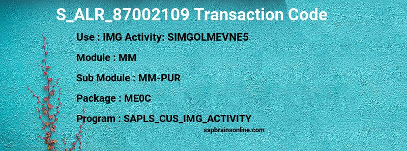 SAP S_ALR_87002109 transaction code