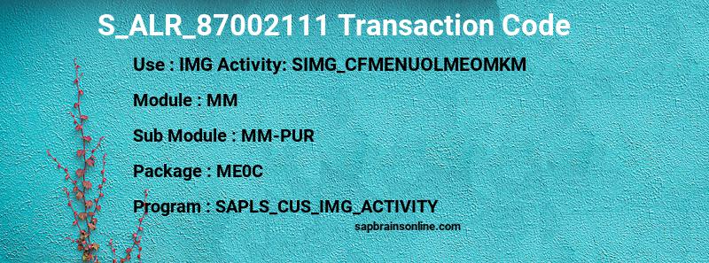 SAP S_ALR_87002111 transaction code