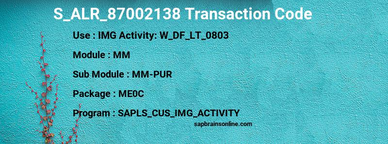 SAP S_ALR_87002138 transaction code