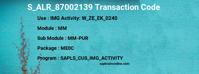 SAP S_ALR_87002139 transaction code