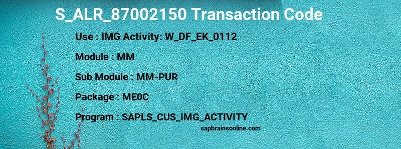 SAP S_ALR_87002150 transaction code