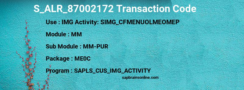 SAP S_ALR_87002172 transaction code