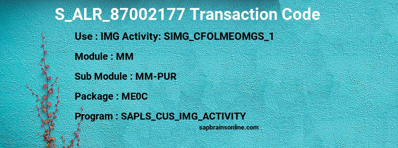 SAP S_ALR_87002177 transaction code