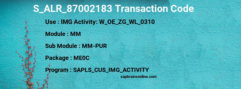 SAP S_ALR_87002183 transaction code