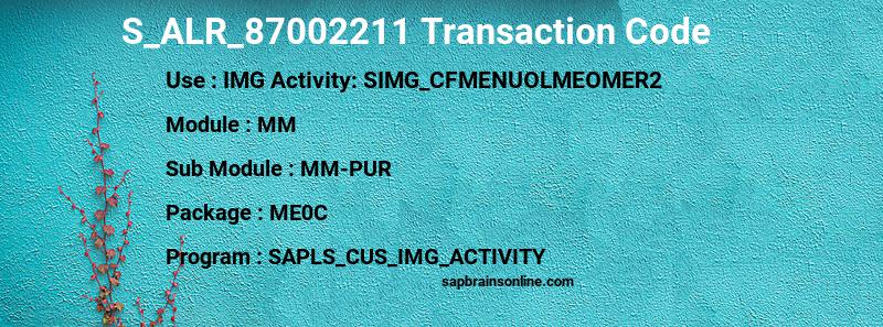 SAP S_ALR_87002211 transaction code