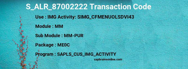 SAP S_ALR_87002222 transaction code