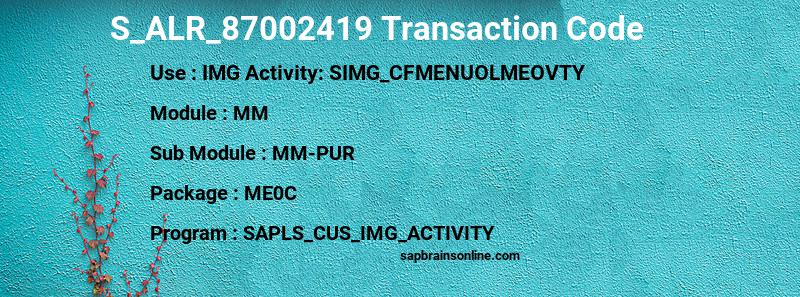 SAP S_ALR_87002419 transaction code