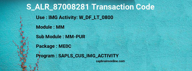 SAP S_ALR_87008281 transaction code