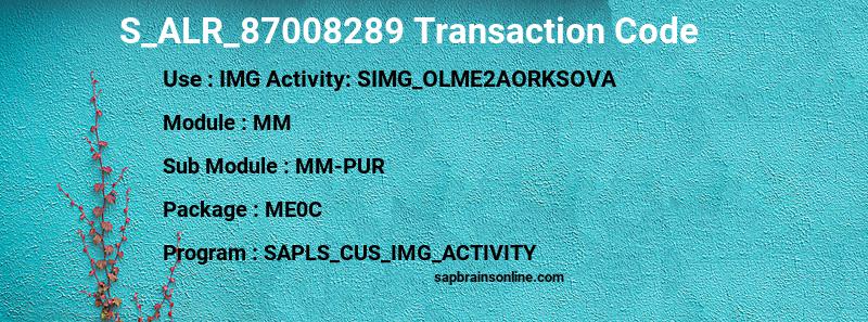 SAP S_ALR_87008289 transaction code