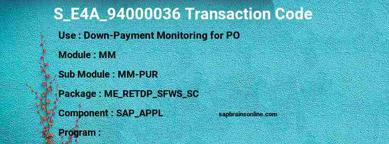 SAP S_E4A_94000036 transaction code