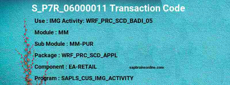 SAP S_P7R_06000011 transaction code