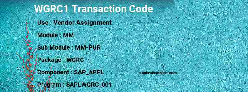 SAP WGRC1 transaction code