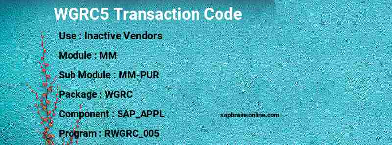 SAP WGRC5 transaction code