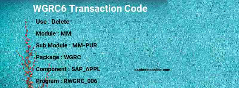 SAP WGRC6 transaction code