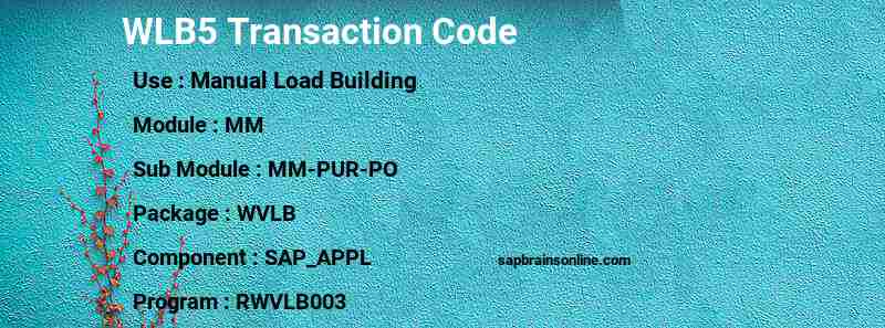 SAP WLB5 transaction code