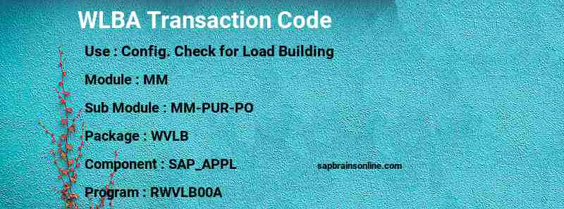 SAP WLBA transaction code