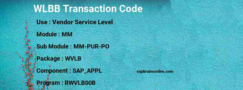 SAP WLBB transaction code