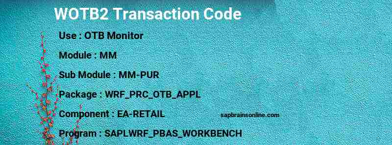SAP WOTB2 transaction code