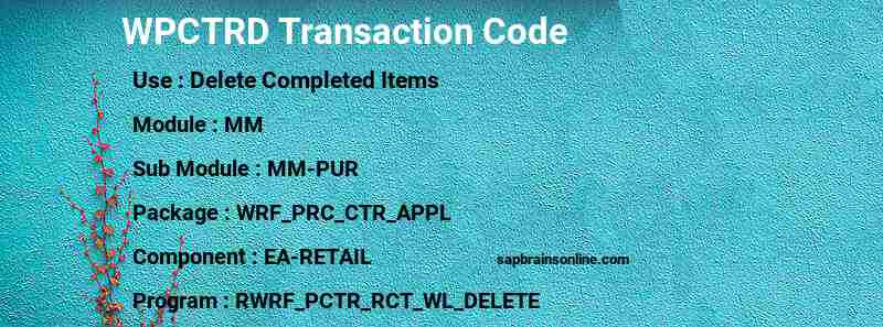 SAP WPCTRD transaction code