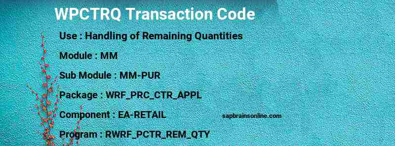 SAP WPCTRQ transaction code