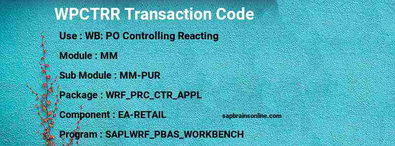 SAP WPCTRR transaction code