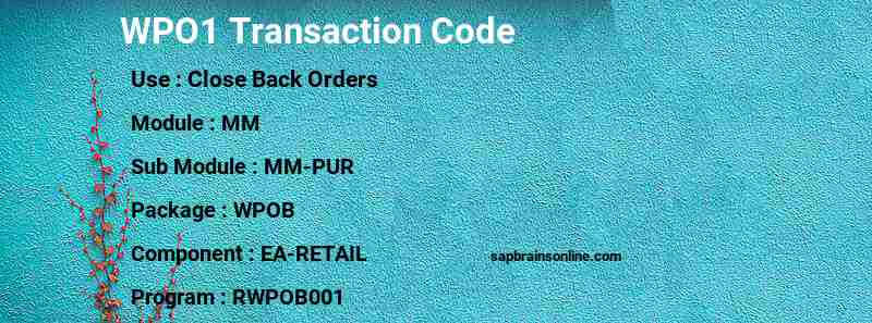 SAP WPO1 transaction code