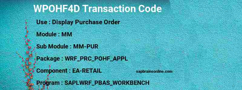 SAP WPOHF4D transaction code