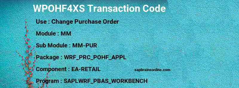 SAP WPOHF4XS transaction code