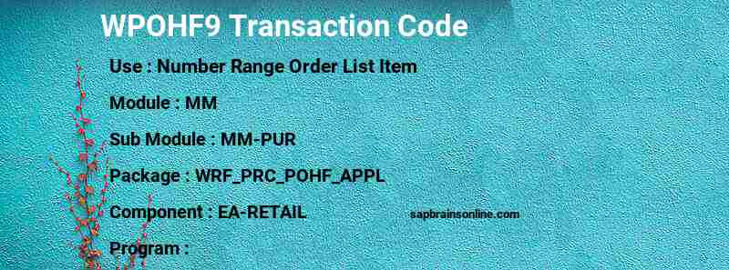 SAP WPOHF9 transaction code