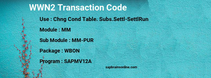 SAP WWN2 transaction code